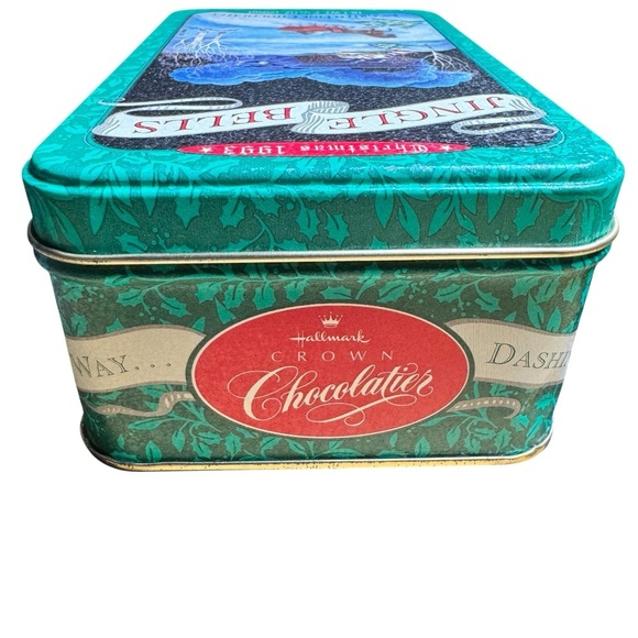 1993 Hallmark Jingle Bells Christmas Tin – Sleigh Scene, Vintage Decor - Picture 4 of 11